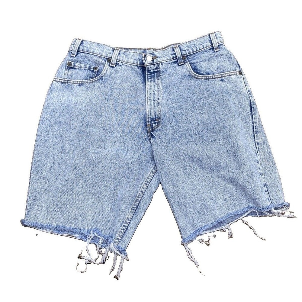 Levis Mens 545 Cut Off Denim Shorts 36x30 Blue Acid Wash Made In USA Vintage
